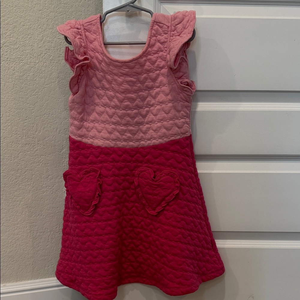 Janie and Jack Pink Two-Tone Quilted Heart Pocket Dress